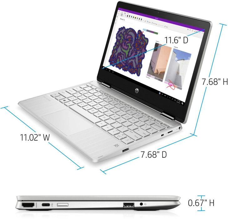 HP - Pavilion x360 2-in-1 11.6&quot; Touch-Screen Laptop - Intel Pentium Silver - 4GB Memory - 128GB SSD - Natural Silver