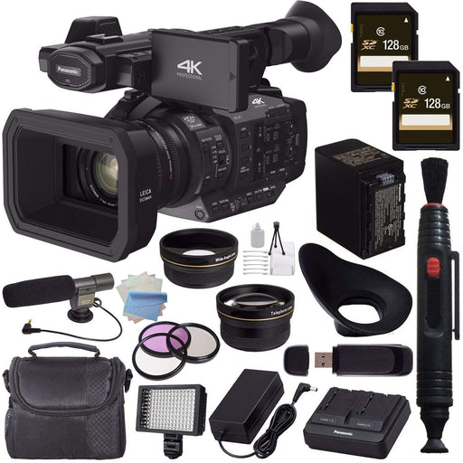 Panasonic HC-X1 4K Ultra HD Professional Camcorder with 128GB SDXC Card, Filter Kit &amp; Pro 160 LED Video Light Studio Series Bundle