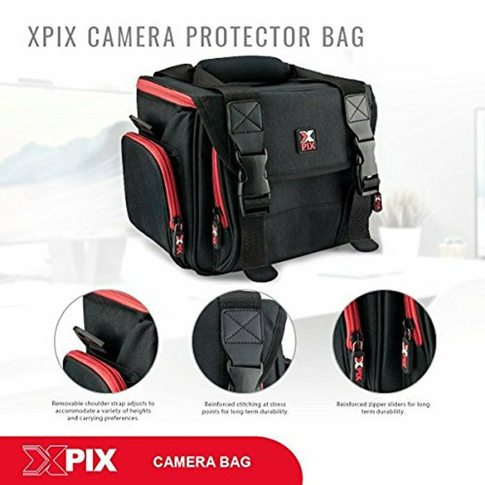 Xpix Deluxe Camera Camcorder Accessories Protector Bag with Shoulder Strap