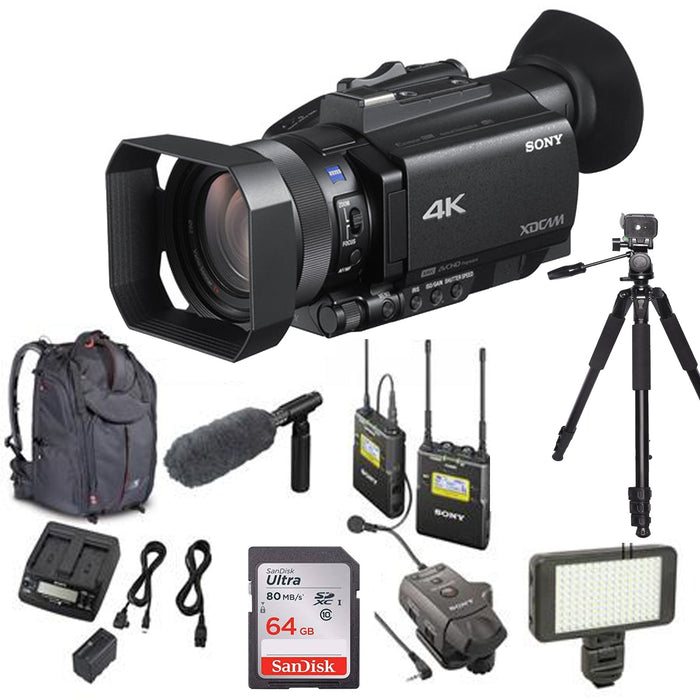 Sony PXW-Z90V 4K HDR XDCAM with Fast Hybrid AF W/ Sandisk 64GB MC, Sony LANC Remote Controller, Sony ECM-VG1