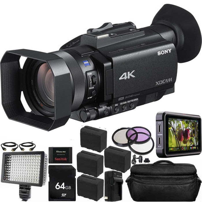 Sony PXW-Z90V 4K HDR XDCAM with Fast Hybrid AF w/ Atomos Ninja V | SanDisk 240GB Extreme Pro Solid State Drive|4x Extra Batteries &amp; MORE