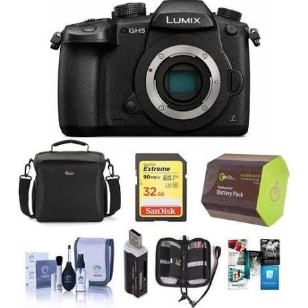 Panasonic Lumix DC-GH5 Mirrorless Body - with Free Accessory Bundle - DC-GH5KBODY A