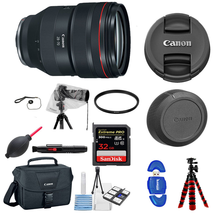 Canon RF 28-70mm f/2L USM Lens with 32 GB LensRain Cover | Cleaning Kit & UV Filter Package