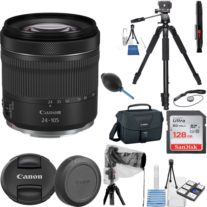 Canon RF 24-105mm f/4-7.1 IS STM Lens with Sandisk 128GB &amp; Additional Accessories