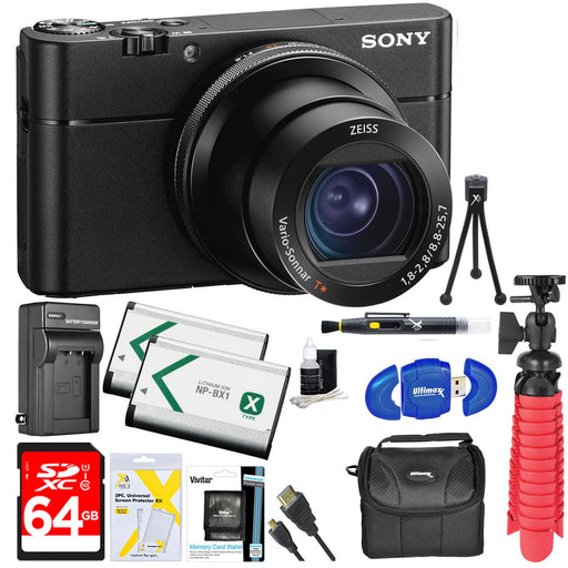 Sony DSC-RX100 V 20.1MP Cyber-shot Digital Camera + 64GB Dual Battery Accessory Kit