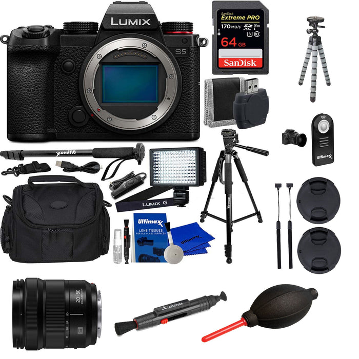 Panasonic Lumix DC-S5 Mirrorless Digital Camera With 16-20mm &amp; Professional Bundle