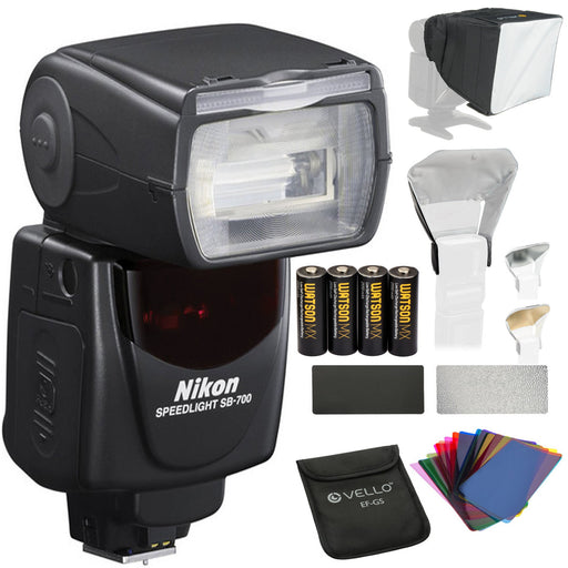 Nikon SB-700 AF Speedlight with EZ-Flip Gel Set | Batteries | SoftBox &amp; Light Bouncer Package