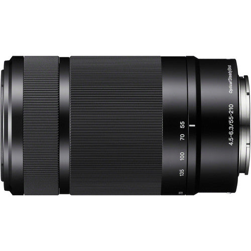 Sony E 55-210mm f/4.5-6.3 OSS E-Mount Lens OSS(Black) with Filter Kit, cleaning pen, flexible tripod, 128GB Sandisk Extreme pro, clening kit, Flash light Bundle