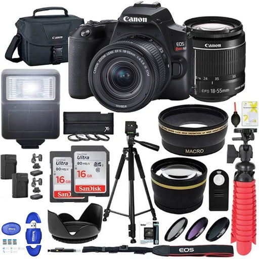 Canon EOS Rebel SL3/250D DSLR Camera with EF-S 18-55mm Is STM Lens Black | 32GB Bundle