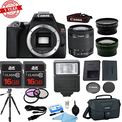 Canon EOS Rebel SL3/250D DSLR Camera with 18-55mm Lens |Flash |EXT BAT Essential Bundle