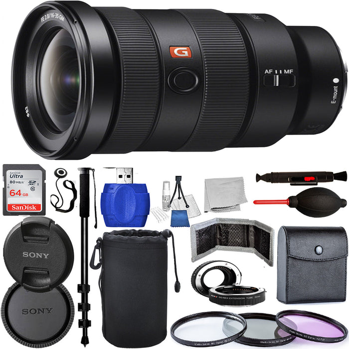 Sony FE 16-35mm f/2.8 GM Lens with Sandisk 64GB | Extension Tube Set &amp; More Bundle