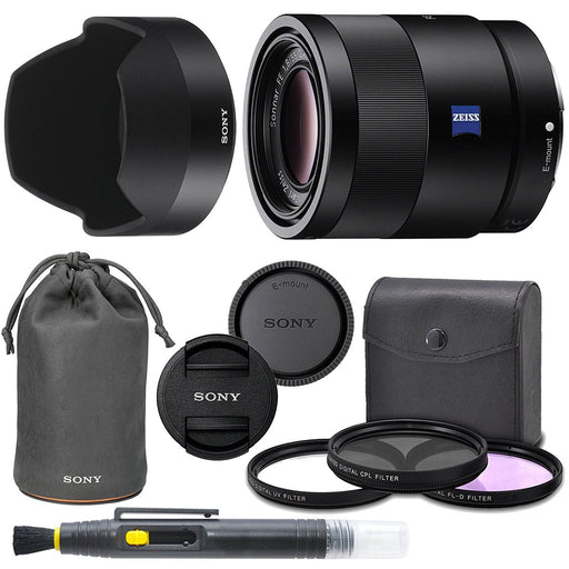 Sony Sonnar T* FE 55mm f/1.8 ZA Includes: UV Filter, Circular Polarizing Filter, Fluorescent Day Filter, Sony Lens Hood, Front &amp; Rear Caps