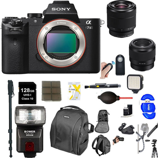 Sony Alpha a7 II Mirrorless Digital Camera w/ |28-70mm &amp; 50mm 1.8 Lenses w/128GB Memory Card Supreme Bundle