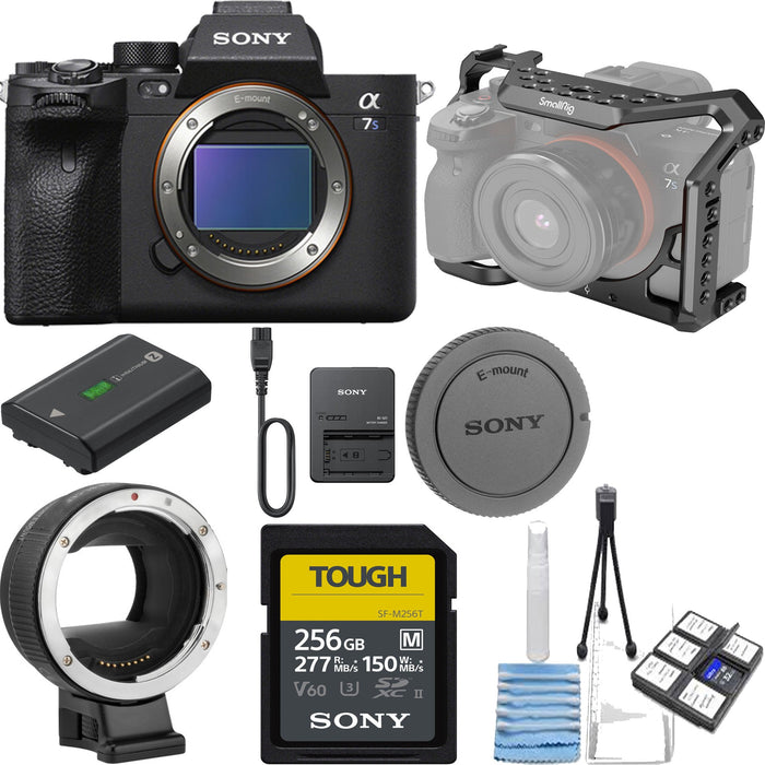 Sony Alpha a7S III Mirrorless Digital Camera with Camera Cage | Sony 256GB SF-M Tough Essential Bundle