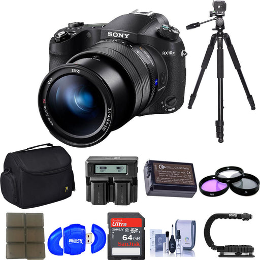 Sony Cyber-shot DSC-RX10 IV Digital Camera with Sandisk 64GB MC | Tripod | Filters &amp; More Premium Accessory Bundle