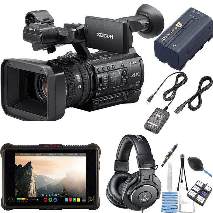 Sony PXW-Z150 4K XDCAM Camcorder with Atomos Ninja Inferno &amp; Audio-Technica ATH-M30x Bundle