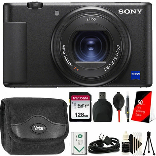 Sony ZV-1 20.1MP Digital Camera (Black) wih 128GB Memory Card &amp; Accessory Kit