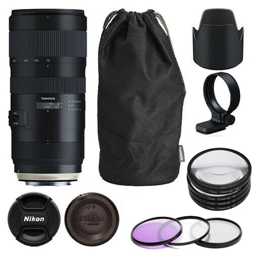 Tamron SP 70-200mm f/2.8 Di VC USD G2 Lens for Nikon F with 77MM Filter Kit &amp; 77MM Close-up Filters Bundle