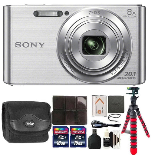 Sony DSC-W830 Digital Camera (Silver) with Sandisk 32GB Accessory Kit