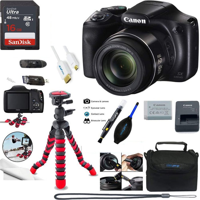 Canon PowerShot SX540 HS Digital Camera with Essential Accessories Bundle