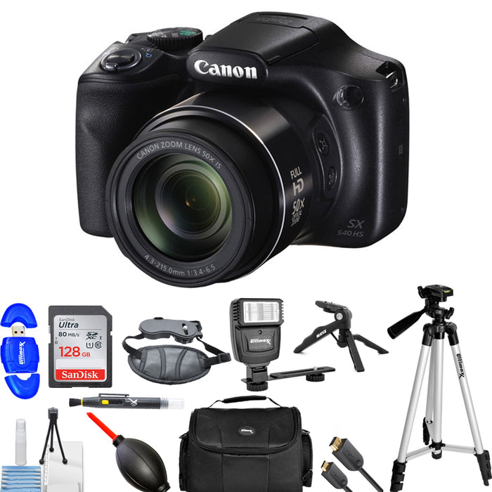 Canon PowerShot SX540 HS Digital Camera with 32GB SD, Flash, Tripods, Gadget Bag, HDMI Cable &amp; MORE