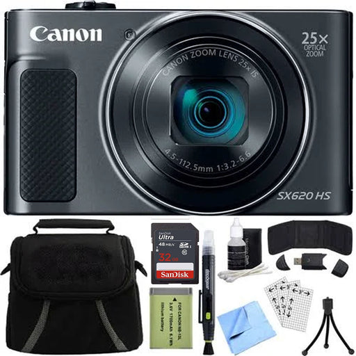 Canon PowerShot SX620 HS 20.2MP Digital Camera Black w/ 32GB Card Accessory Bundle