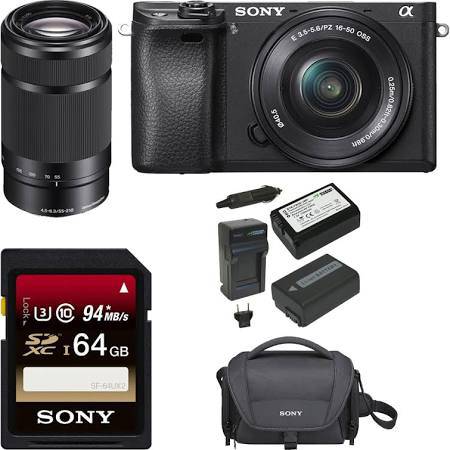 Sony Alpha a6300 Mirrorless Digital Camera w/ 16-50mm &amp; E 55-210mm Lens &amp; Kit