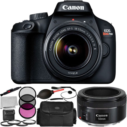 Canon EOS T100/4000D with EF-S 18-55mm f/3.5-5.6 IS II Kit Lens w/ 50mm f/1.8 STM Accessory Kit Includes 3PC Filter Kit| 4PC Macro Filter Set |More