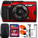 Olympus Tough TG-6 Digital Camera (Red) with 64GB Memory Card | Strap &amp; Case