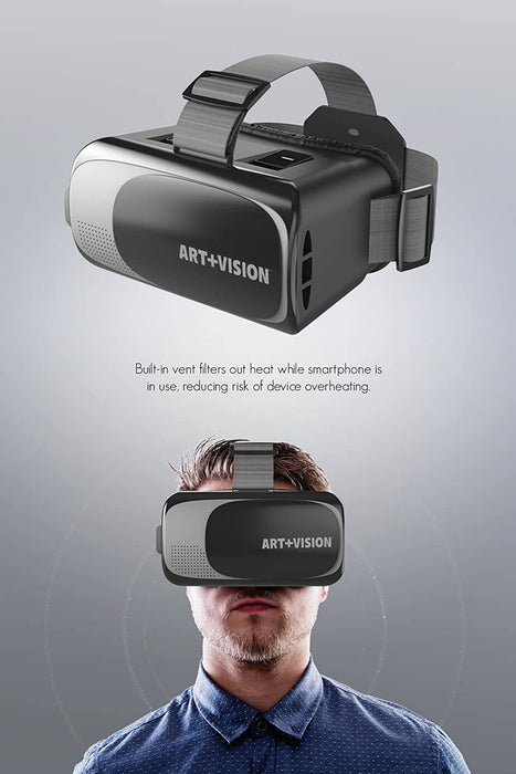 Art+Vision Virtual Reality VR Headset 3D Glasses, Works With All Smartphones 3.5&quot;-6&quot; Android &amp; iPhone