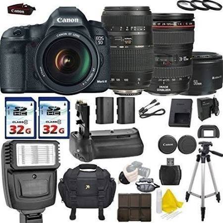 Canon EOS 5D Mark III / IV 22.3 MP Full Frame CMOS with Canon EF 24-105mm f/4 L IS USM Tamron AF 70-300mm F/4-5.6 Canon EF 50mm f/1.8 II Bundle