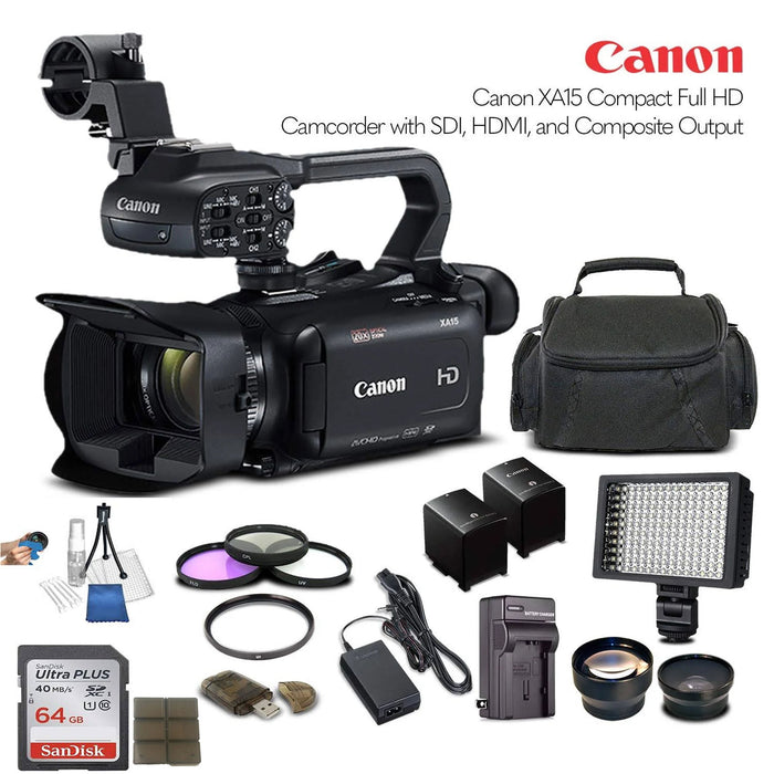 Canon XA15 Compact Full HD Camcorder with SDI, HDMI, and Composite Output with Additional Accessories