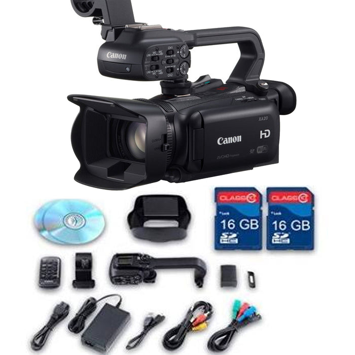 Canon XA20 Professional HD Camcorder |2 PC 16GB Memory Cards | All Manufacturer Accessories