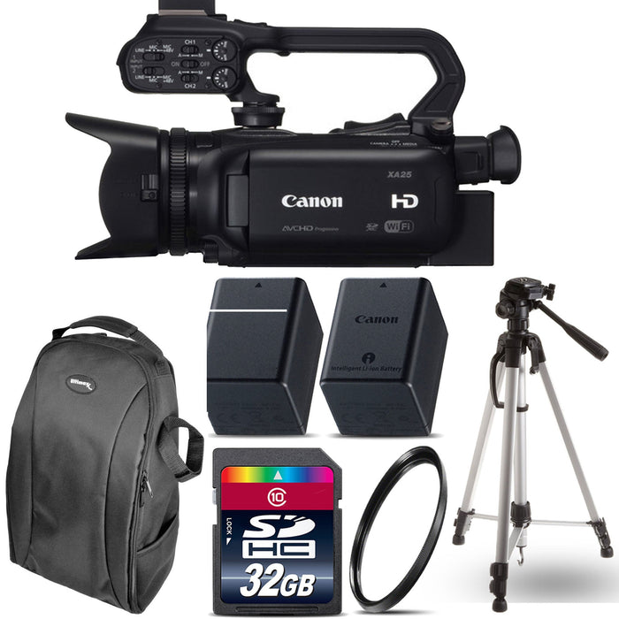 Canon XA25 Compact Full HD Camcorder with SDI, HDMI, and Composite Output with 32GB Starter Kit USA