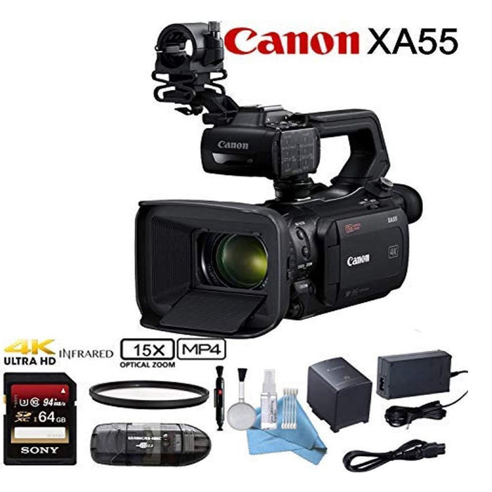 Canon XA55 Professional UHD 4K Camcorder with Sony 64GB Starter Bundle