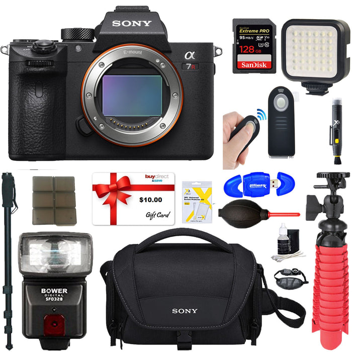 Sony a7R III 42.4MP Full-frame Mirrorless Interchangeable Lens Camera Body | 128GB Memory &amp; Flash a7RIII Accessory Bundle