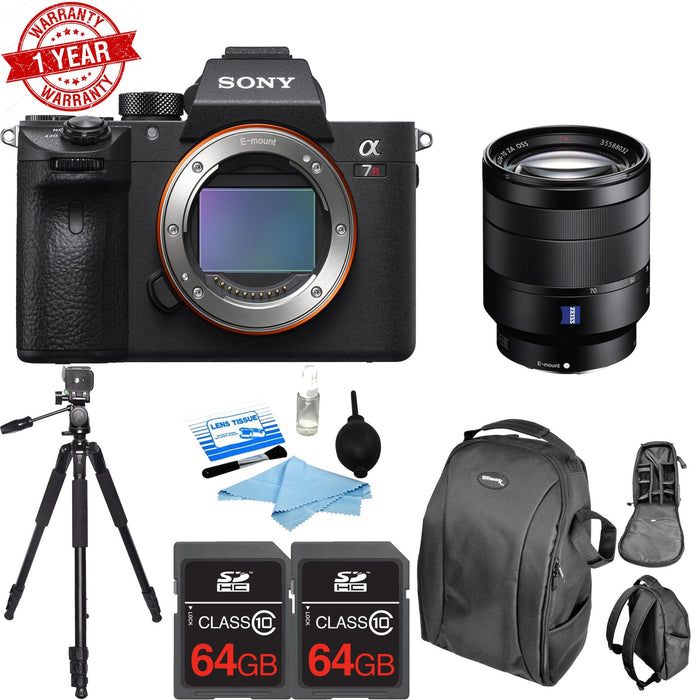 Sony a7R III 42.4MP Full-frame Mirrorless W/ 24-70mm Lens Kit w/ Tripod|128GB MC | DSLR Backpack Bundle