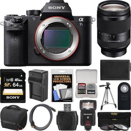 Sony Alpha A7S II 4K Wi-Fi Digital Camera Body with FE 24-240mm Lens + 64GB Card + Case + Flash + Battery &amp; Charger + Tripod + Ki