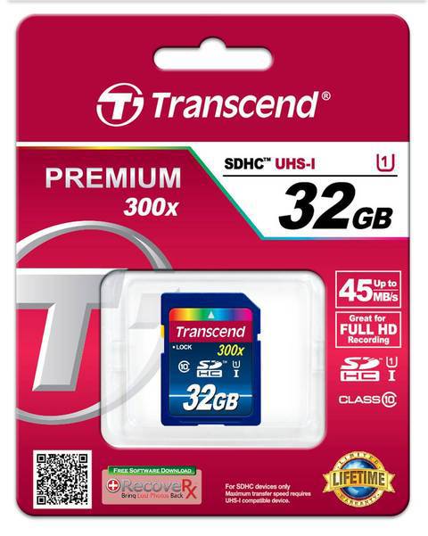 Transcend 32GB SDHC Memory Card Premium Class 10 UHS-I