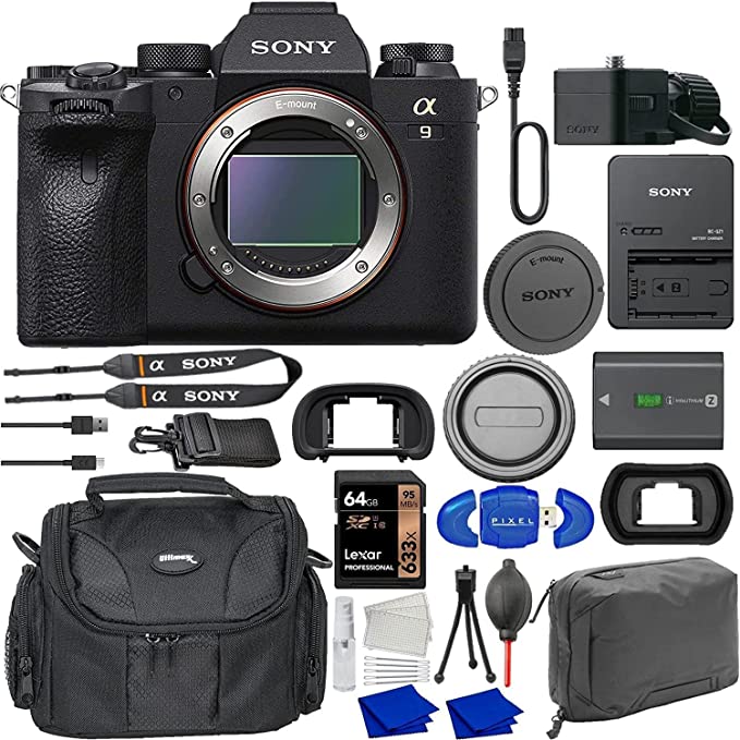 Sony Alpha a9 II Mirrorless Digital Camera Bundle with 64GB Memory Card, Water Resistant Gadget Bag, Peak Design Tech Pouch, Eyecup, Starter Kit More | Sony a9 II Full-Frame Pro Camera