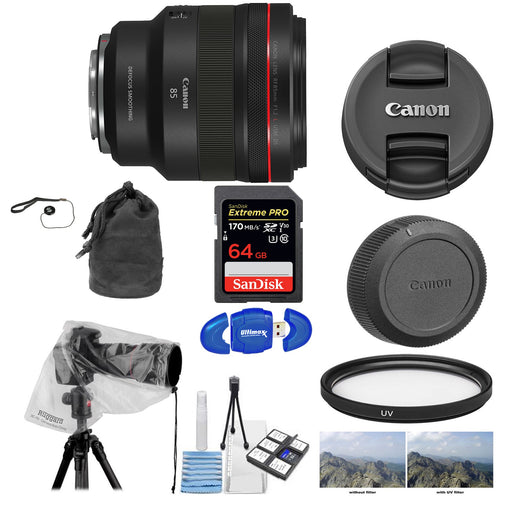 Canon RF 85mm f/1.2L USM DS Lens with Sandisk Extreme Pro 64GB Starter Package