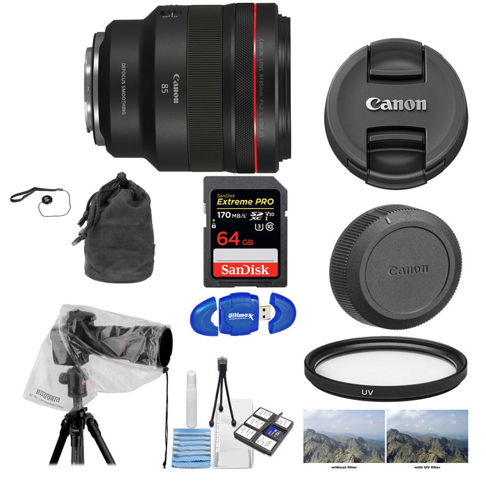 Canon RF 85mm f/1.2L USM DS Lens with Sandisk Extreme Pro 64GB Starter Package