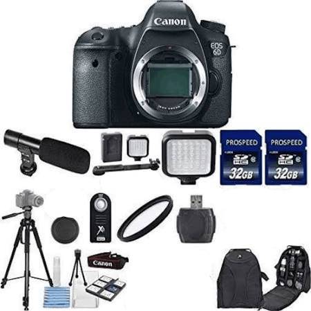 Canon EOS 6D 20.2MP Full Frame DSLR Camera Body Only with 2pc Commander 32GB Memory Cards Deluxe Bundle