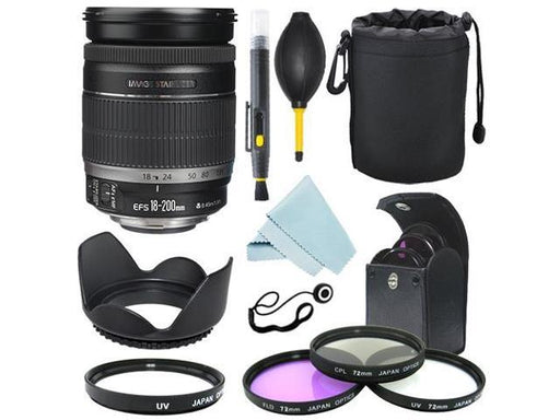 Canon EF-S 18-200mm f/3.5-5.6 Is Lens+ Soft Lens Hood+ Filter Kit+ Accessory Kit