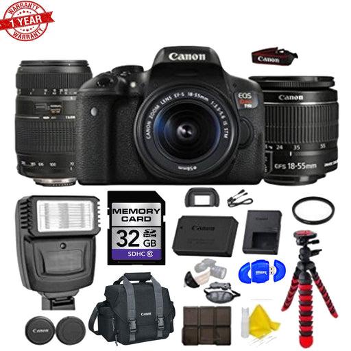 Canon EOS Rebel T6i/800D DSLR Camera with 18-55mm | Tamron AF 70-300mm F/4-5.6 Di LD Macro Lens Bundle