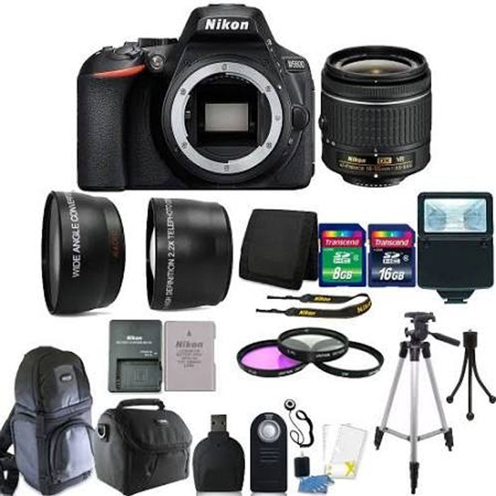 Nikon D5600 24.2 MP DX-Format Digital SLR Camera with EF-S 18-55mm AF-P Lens + 24GB Accessory Kit