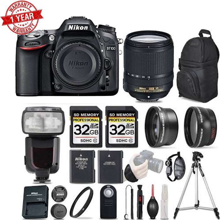 Nikon D7100 Digital SLR Camera 3 Lens: 18-140mm VR ||64GB ||Ultra Saving Kit, Black