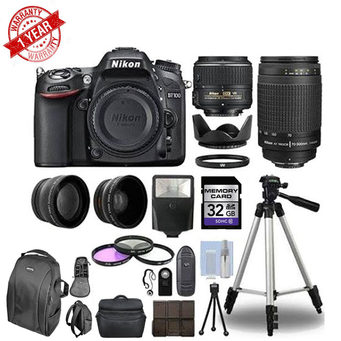 Nikon D7100 Digital SLR Camera ||4 Lens Kit: 18-55mm VR ||70-300mm ||32GB Bundle