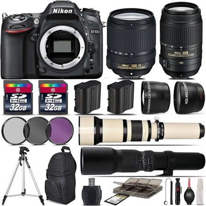 Nikon D7100 DSLR Camera + 18-140mm VR + 55-300mm VR Lens + 650-1300mm + 500mm NIKD7100KKI8