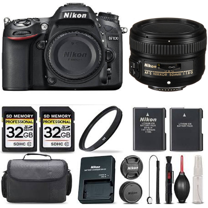 Nikon D7100 Digital SLR Camera 24.1MP with 50mm 1.8G lens Ultra Savings Bundle!